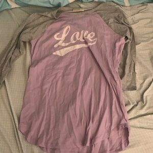 Pajama shirt that says love on it
